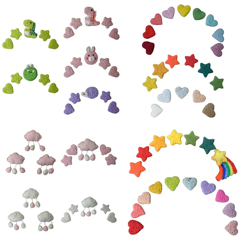 3/5 Pcs DIY Baby Wool Felt Clouds & Stars Ornaments