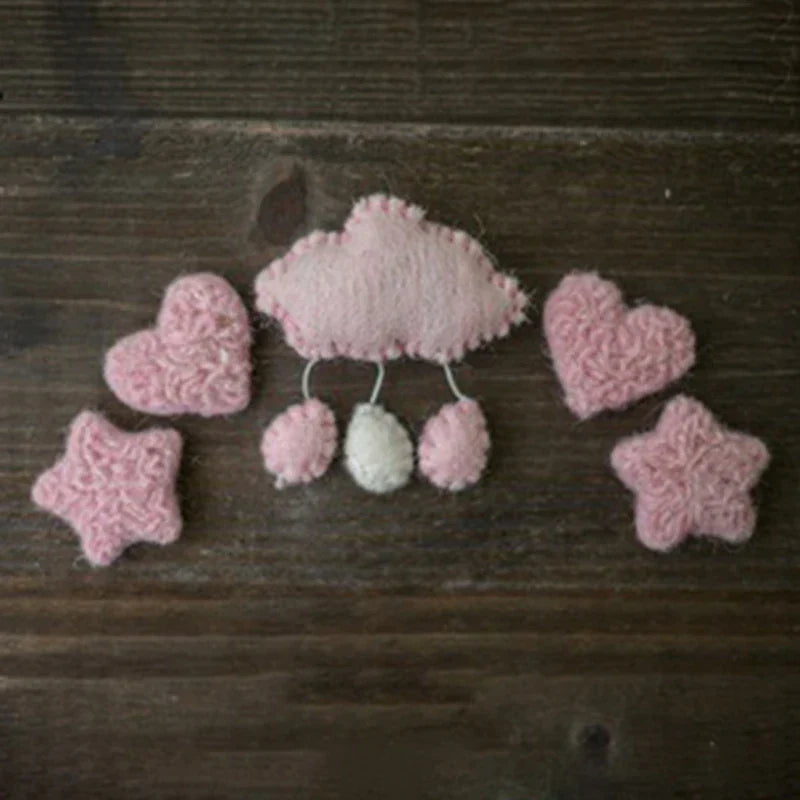 3/5 Pcs DIY Baby Wool Felt Clouds & Stars Ornaments