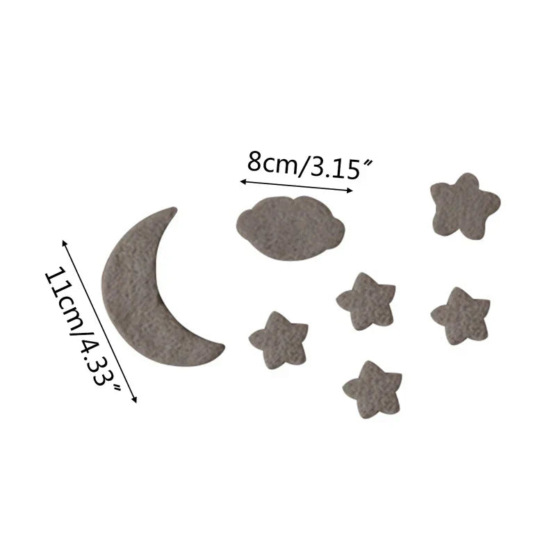 3/5 Pcs DIY Baby Wool Felt Clouds & Stars Ornaments