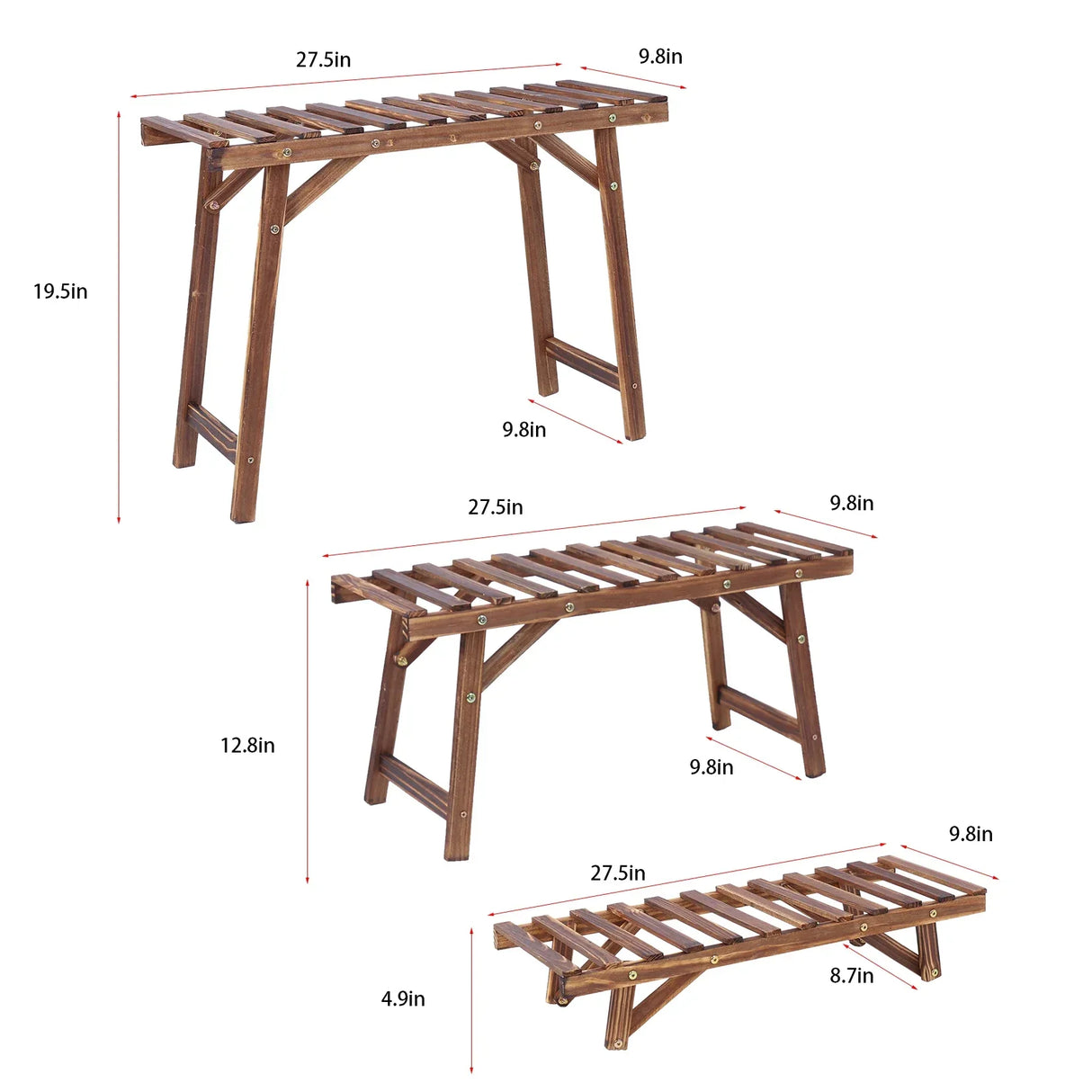 3 Tier Freestanding Ladder Shelf Wood Plant Stand