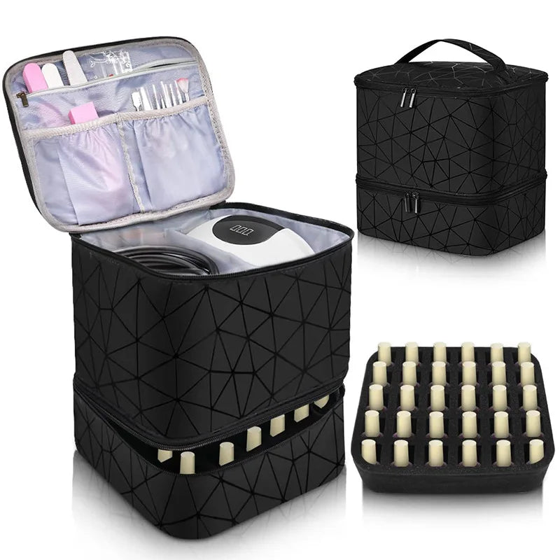 30 Grids Double Layer Nail Organizer Handbag