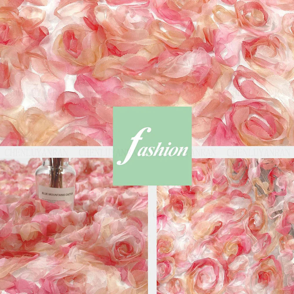 2023 Pink Mermaid 3D Flower Evening Gown with Cloak