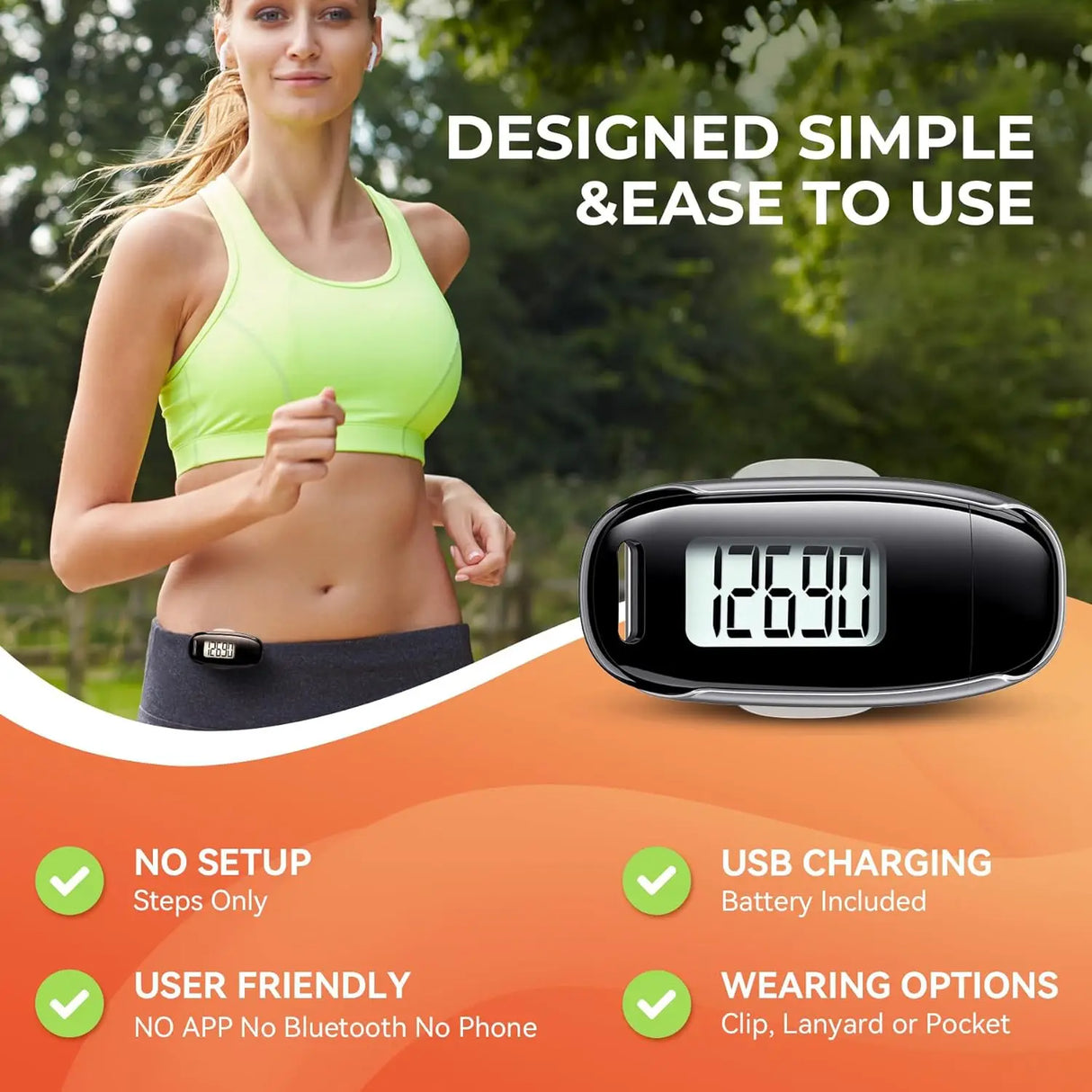 3D Pedometer for Walking, Simple Walking Step Counter