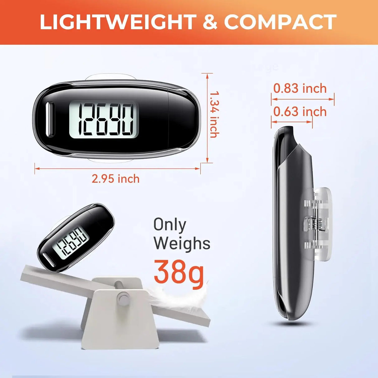 3D Pedometer for Walking, Simple Walking Step Counter