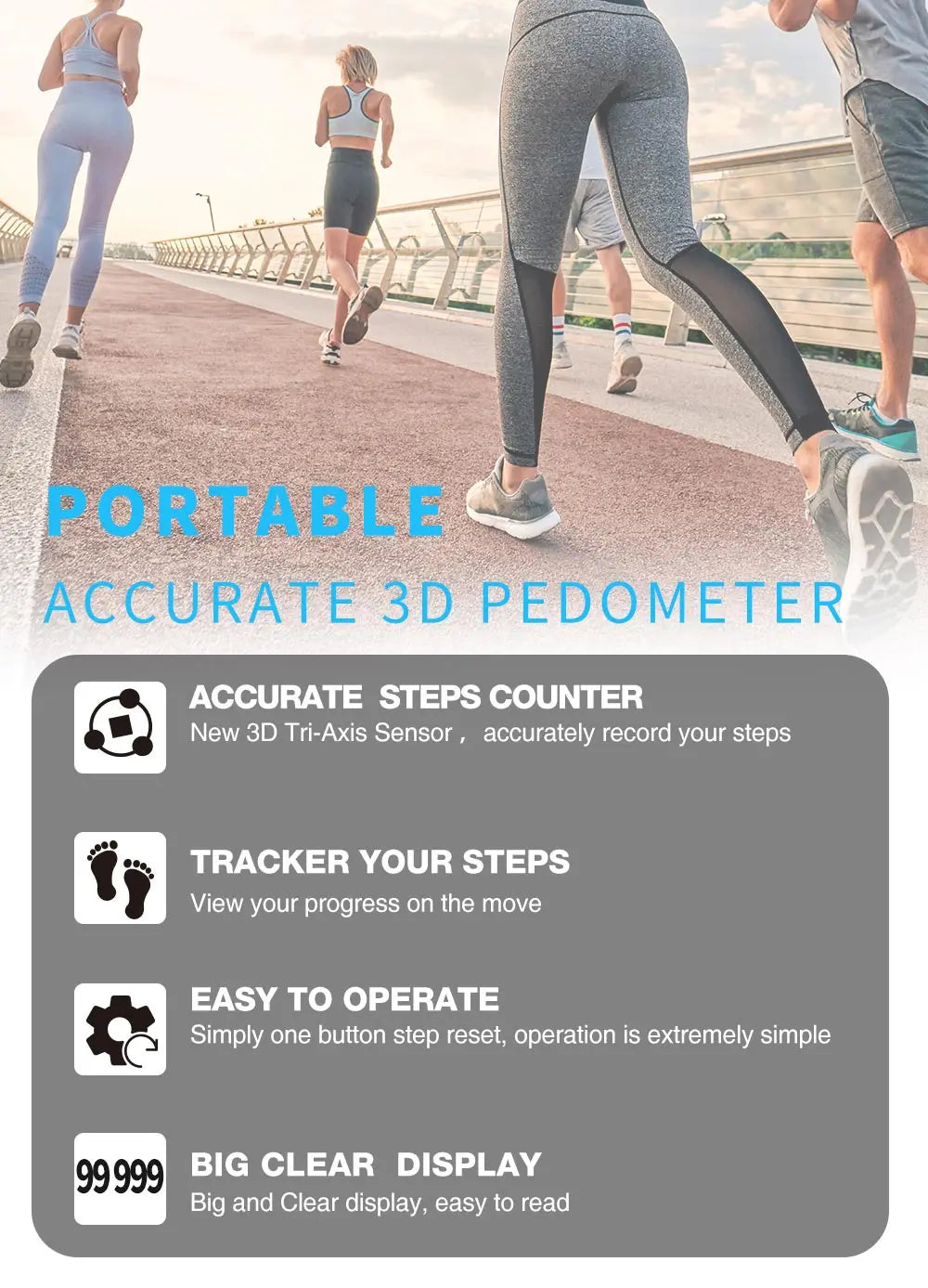 3D Pedometer for Walking with Large Display Accurate
