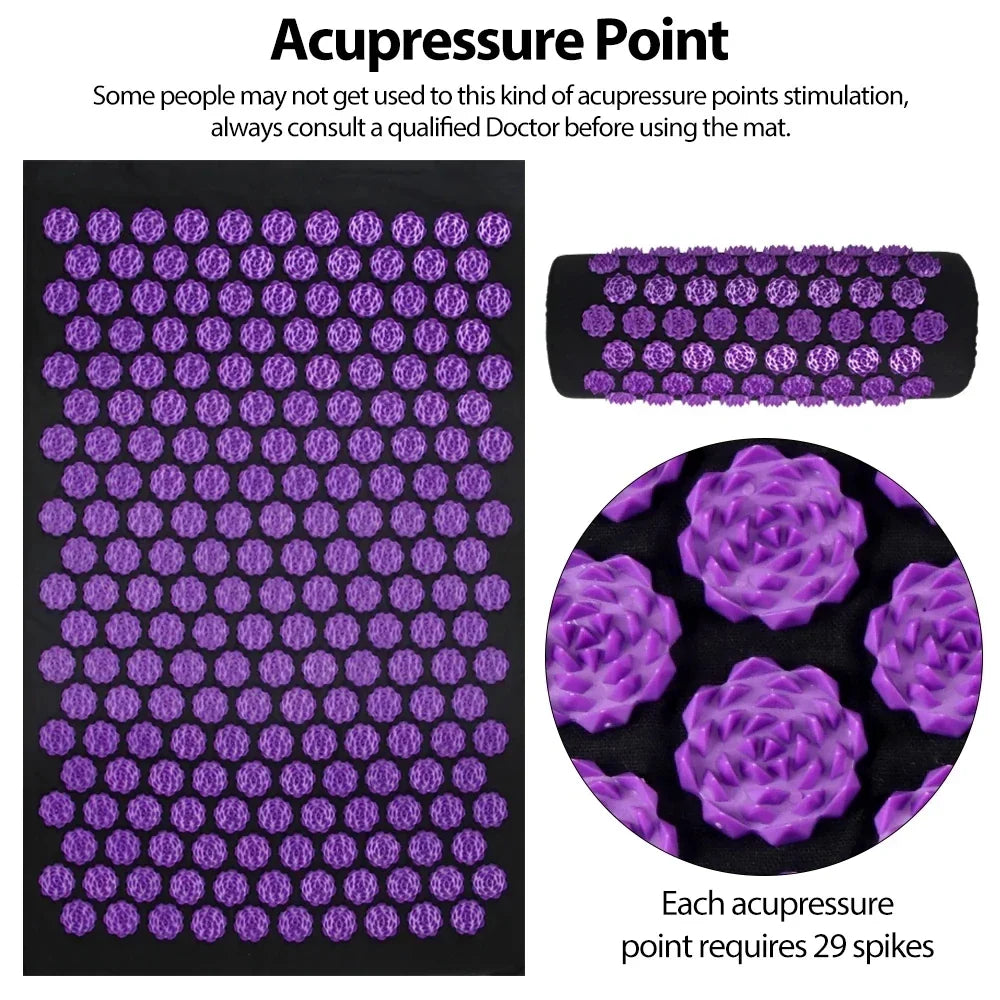 3PCS Massage Cushion Yoga Acupressure Mat Acupuncture Massage