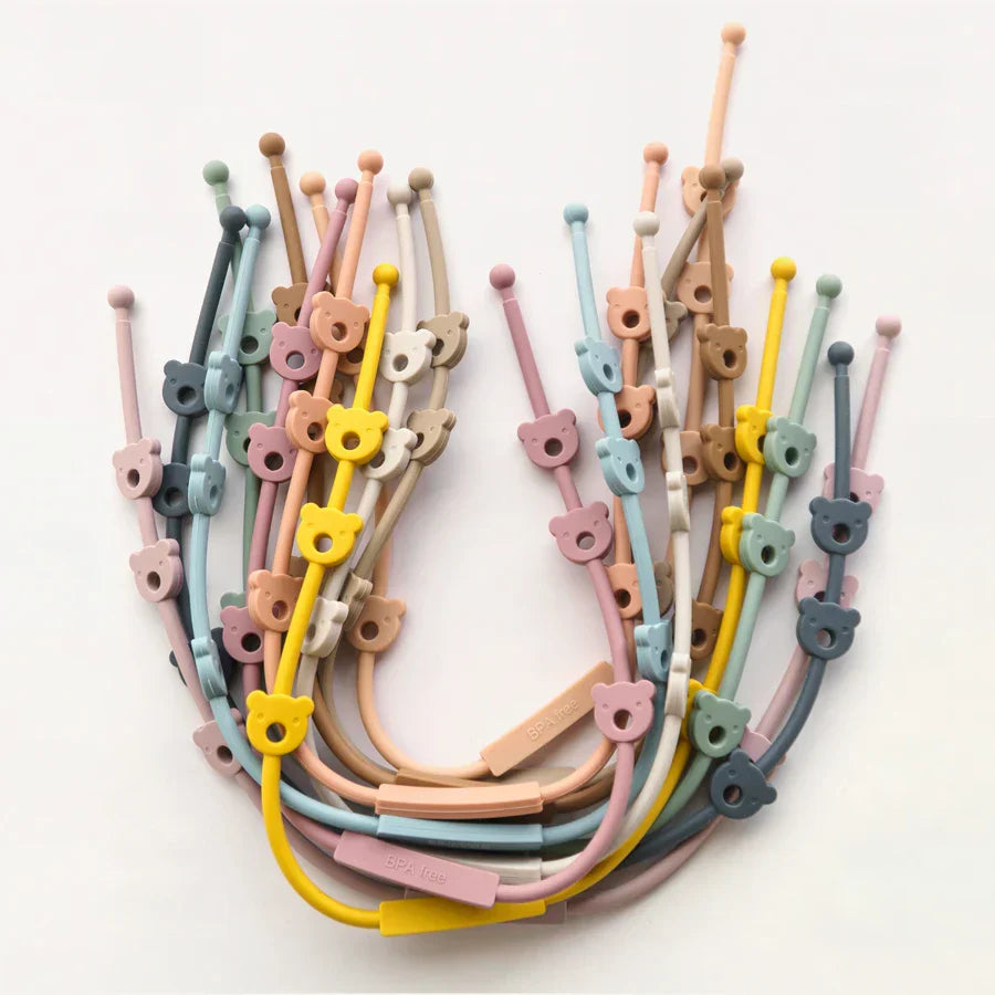 3PCS/Set Baby Pacifier Clips Soft Silicone Teething Chain