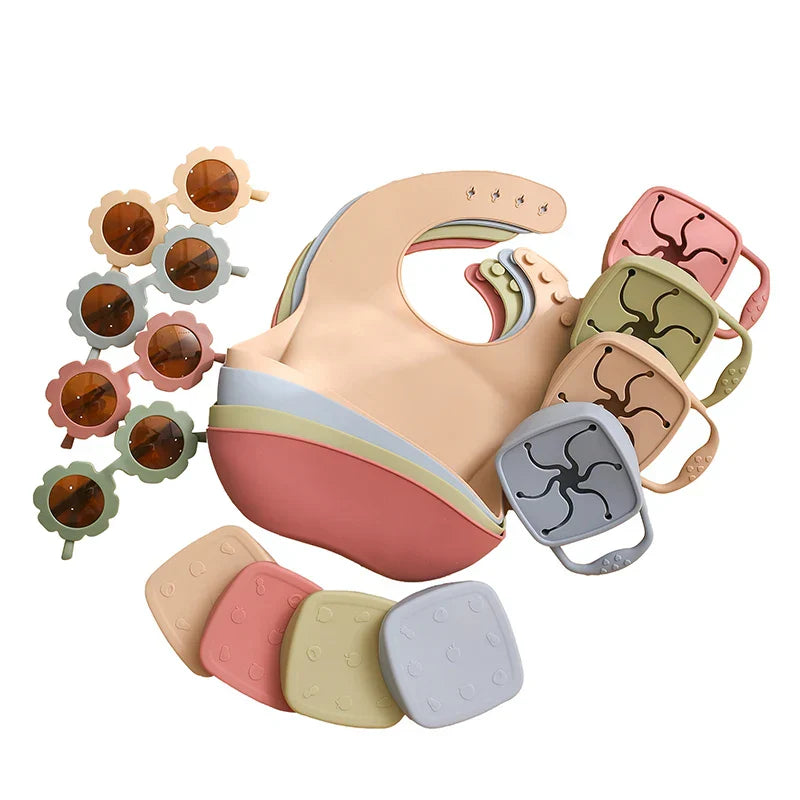 3PCS/Set Baby Snack Cup Bib Glasses Set Food
