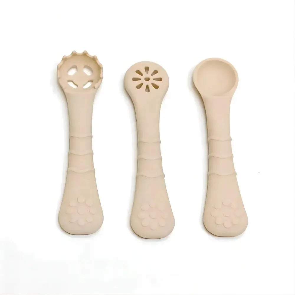 3PCS Silicone Spoon Fork For Baby Utensils Set