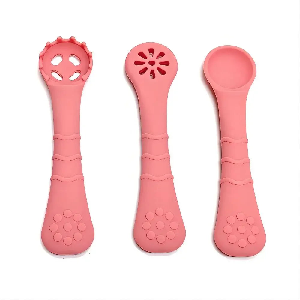 3PCS Silicone Spoon Fork For Baby Utensils Set