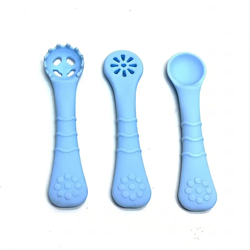 3PCS Silicone Spoon Fork For Baby Utensils Set