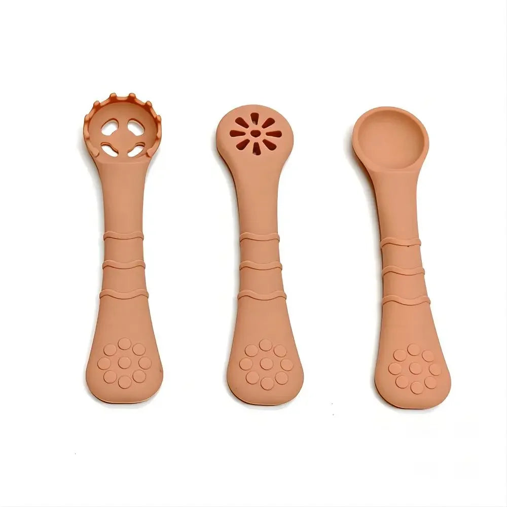 3PCS Silicone Spoon Fork For Baby Utensils Set