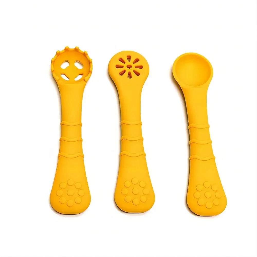 3PCS Silicone Spoon Fork For Baby Utensils Set
