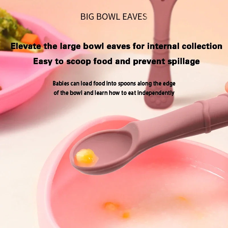 3PCS Silicone Spoon Fork For Baby Utensils Set