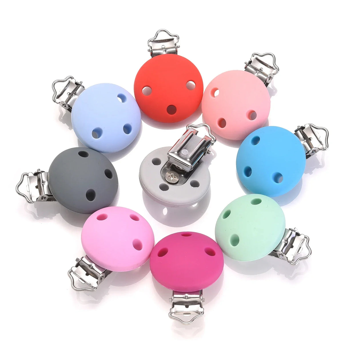 3Pcs/Lot Food Grade Material Round Silicone Pacifier Clip