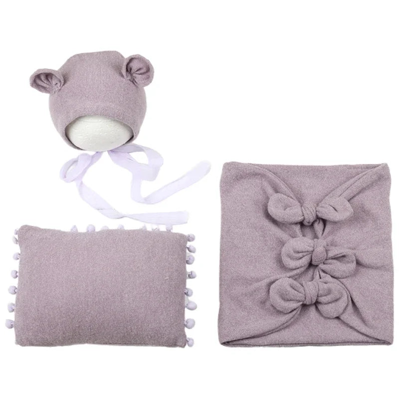 3Pcs Baby Hat Pillow Wraps Photography Props Set