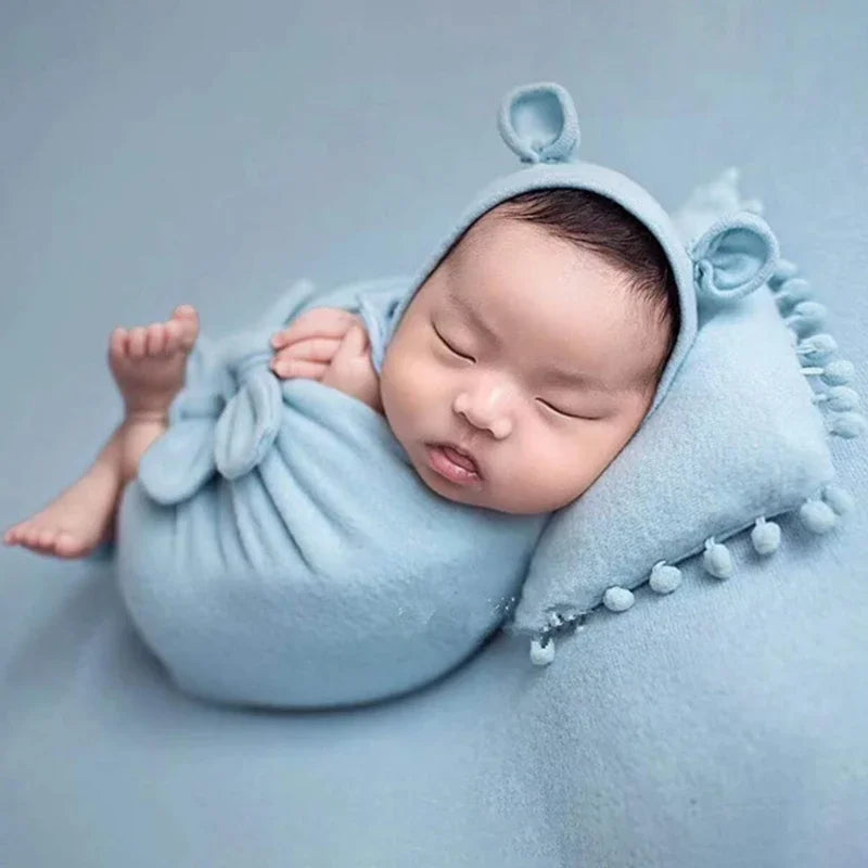 3Pcs Baby Hat Pillow Wraps Photography Props Set