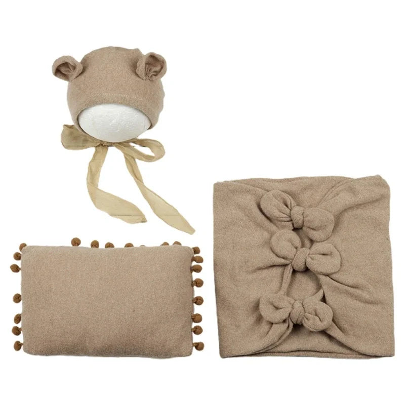 3Pcs Baby Hat Pillow Wraps Photography Props Set