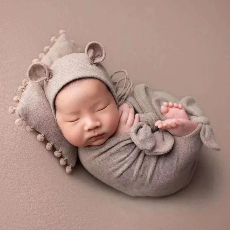 3Pcs Baby Hat Pillow Wraps Photography Props Set