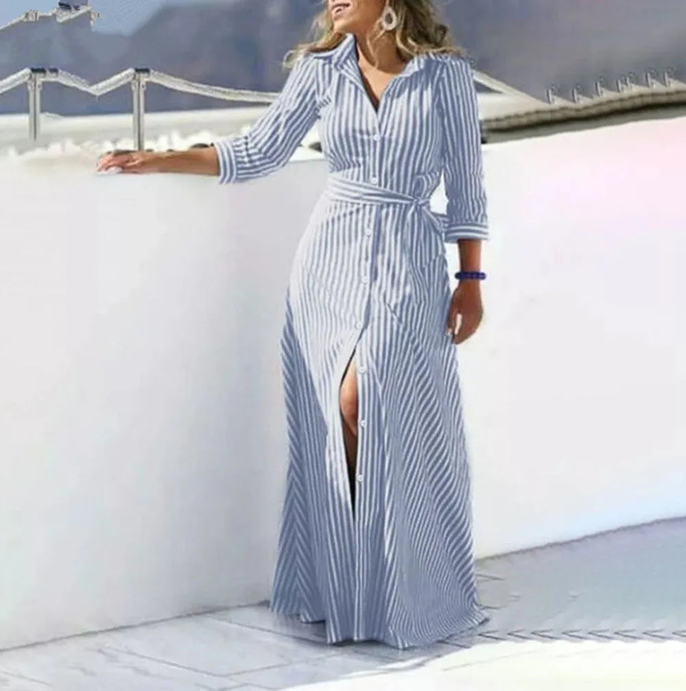 3XL 4XL 5XL Cotton Linen Shirt Dress Women