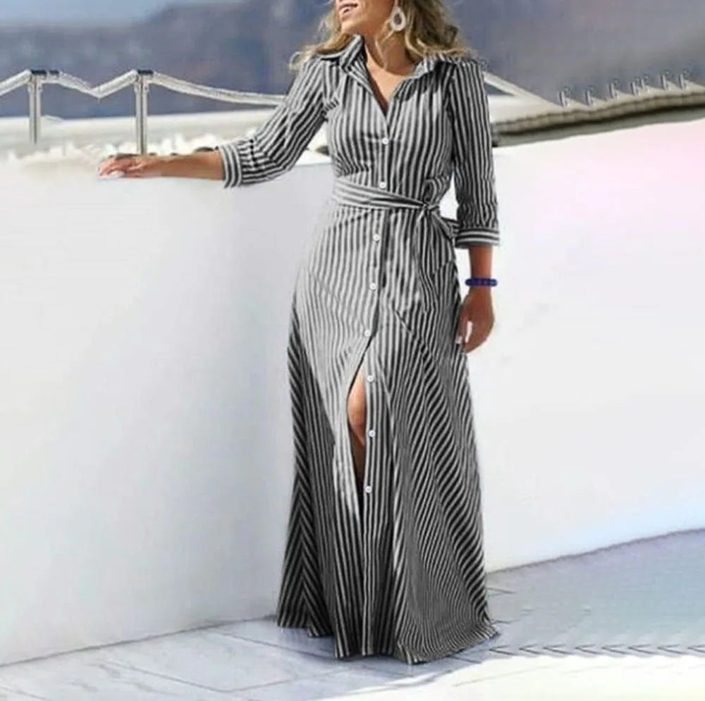 3XL 4XL 5XL Cotton Linen Shirt Dress Women