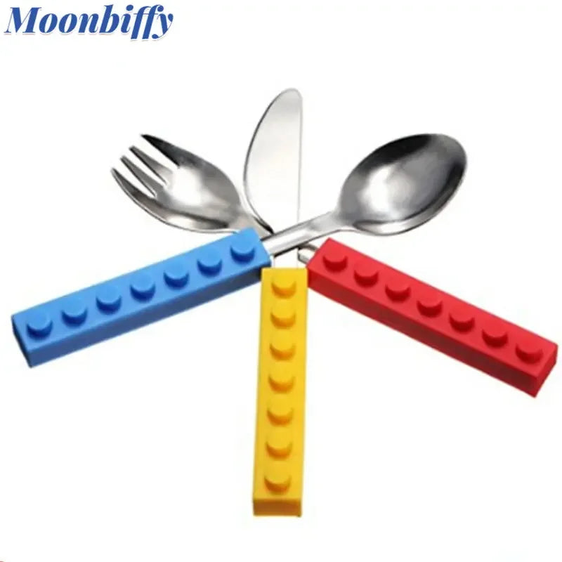 3pcs Children Cutlery Set Stainless Dinnerware Knife Fork