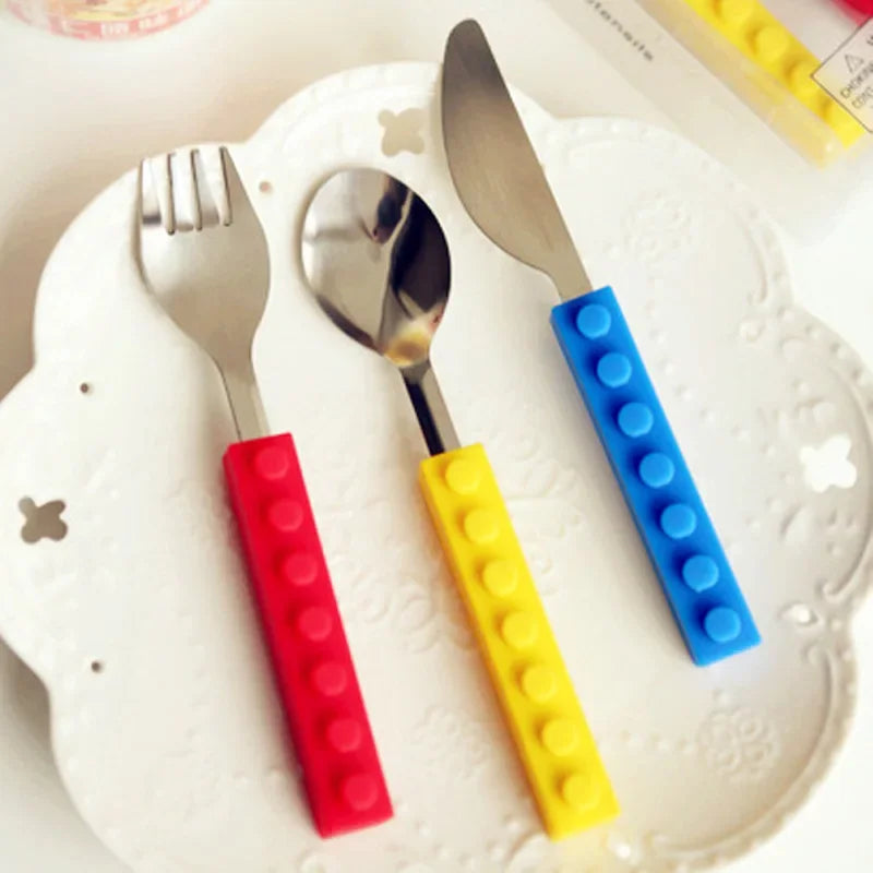 3pcs Children Cutlery Set Stainless Dinnerware Knife Fork