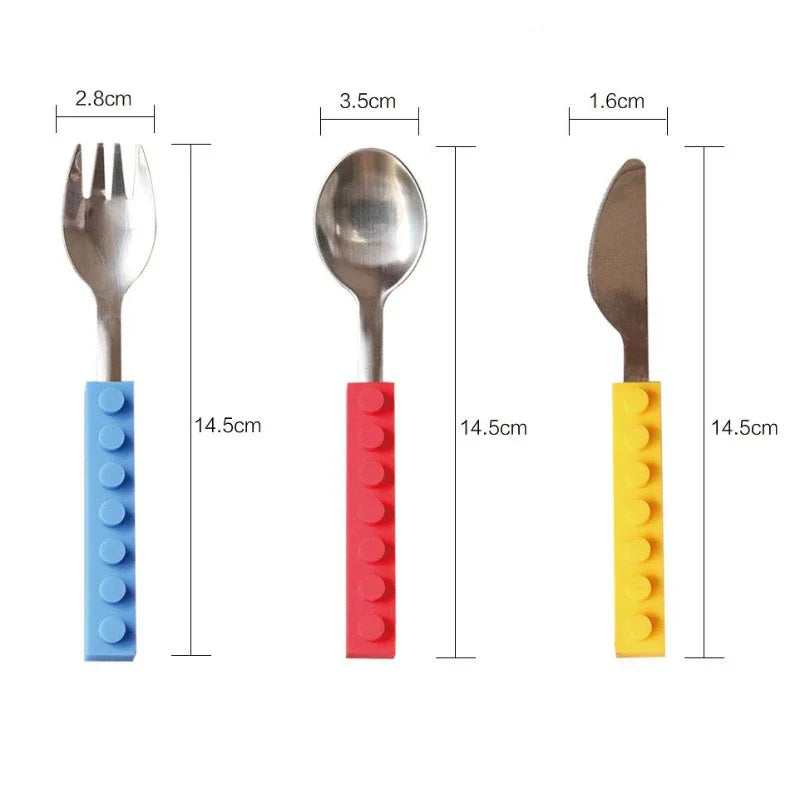 3pcs Children Cutlery Set Stainless Dinnerware Knife Fork