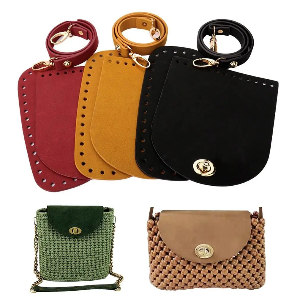 3pcs Handbag Shoulder Strap Woven Bag Set Faux
