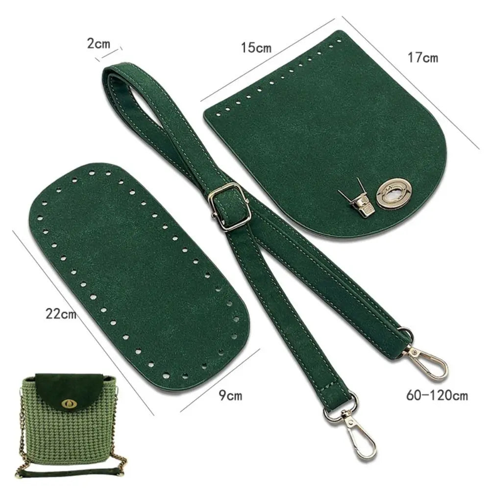 3pcs Handbag Shoulder Strap Woven Bag Set Faux