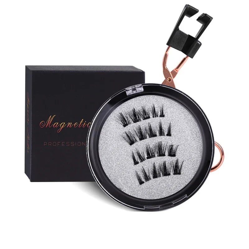 4 PCS-Reusable Magnetic False Eyelashes with Eyelash Curler