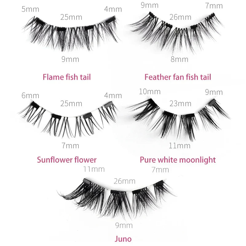 4 PCS-Reusable Magnetic False Eyelashes with Eyelash Curler