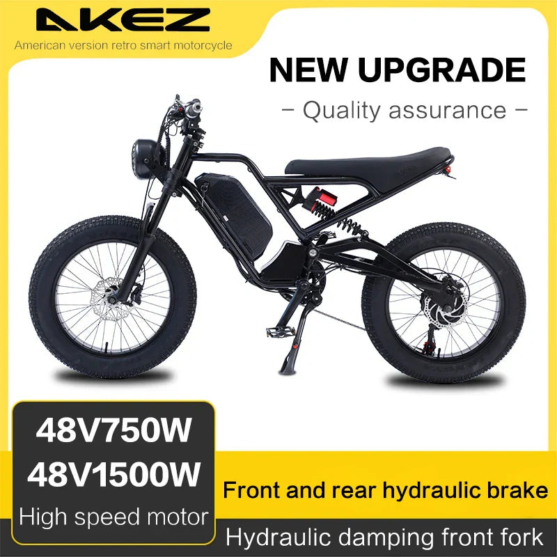 48V 750W 1500W AKEZ Aluminum Frame Electric Bicycle