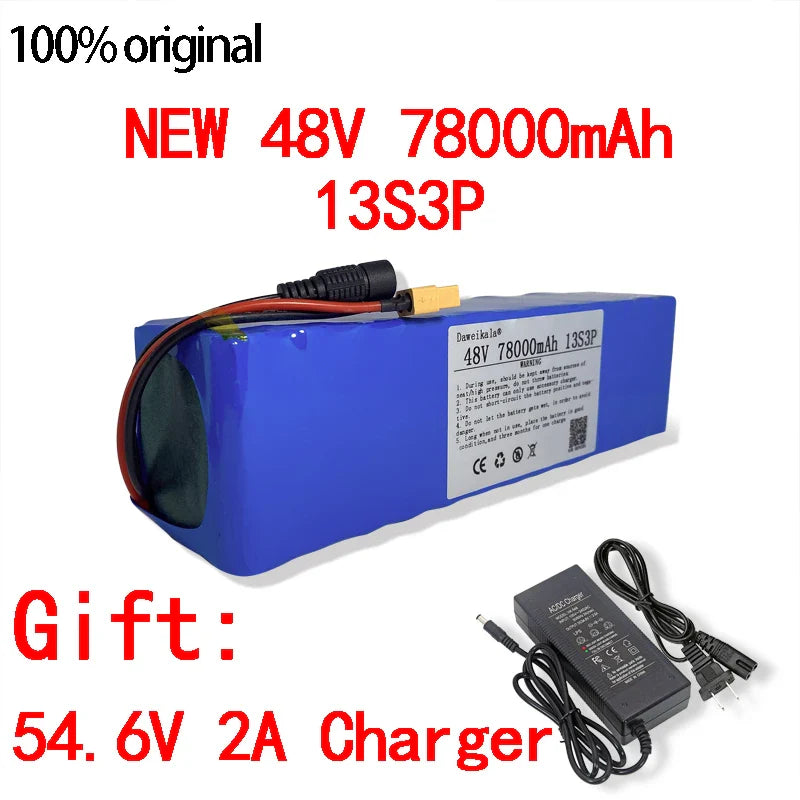 48V Battery 100Ah 500w XT60 18650 Lithium ion