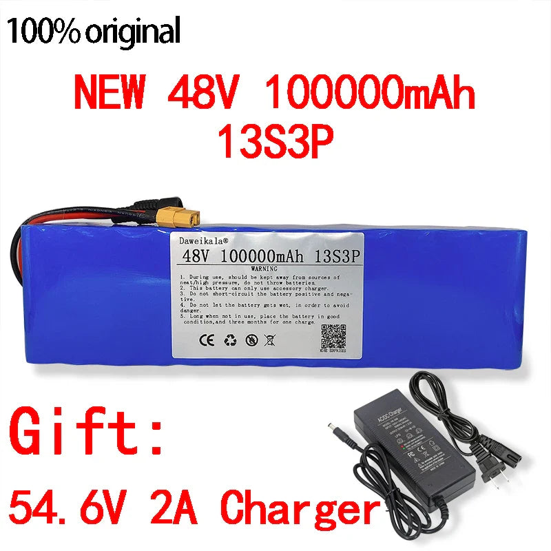 48V Battery 100Ah 500w XT60 18650 Lithium ion