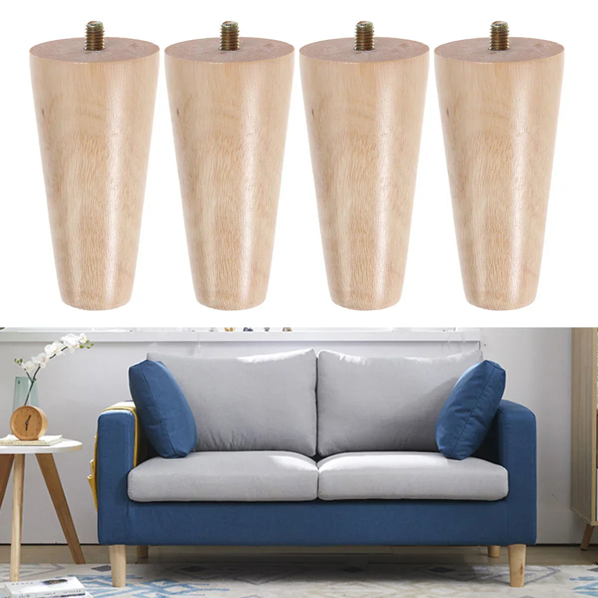 4PCS Solid Wood Sofa Support Foot Cabinet Wooden