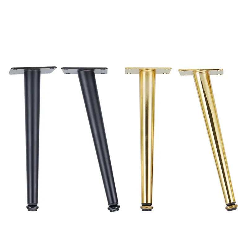 4Pcs Furniture Legs Gold Black Adjustable Tapered Metal