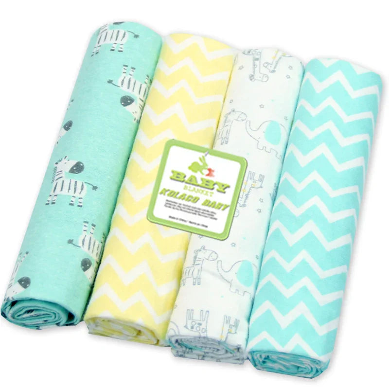 4Pcs/Lot 100% Cotton Muslin Flannel Baby Swaddles Soft