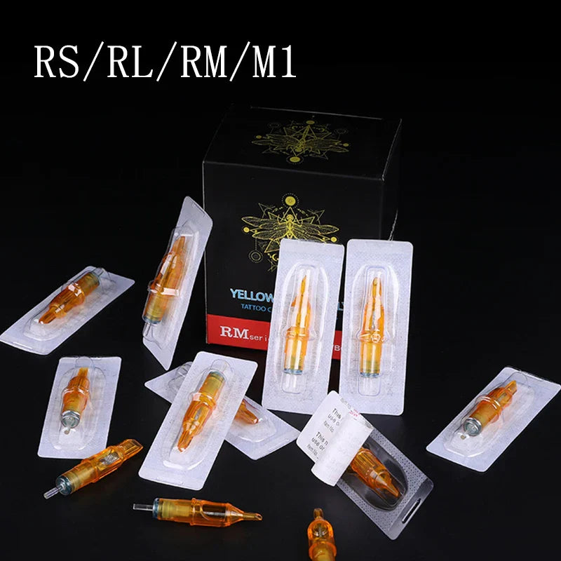 5/10pcs Yellow Dragonfly Tattoo Cartridge Needle 1 3