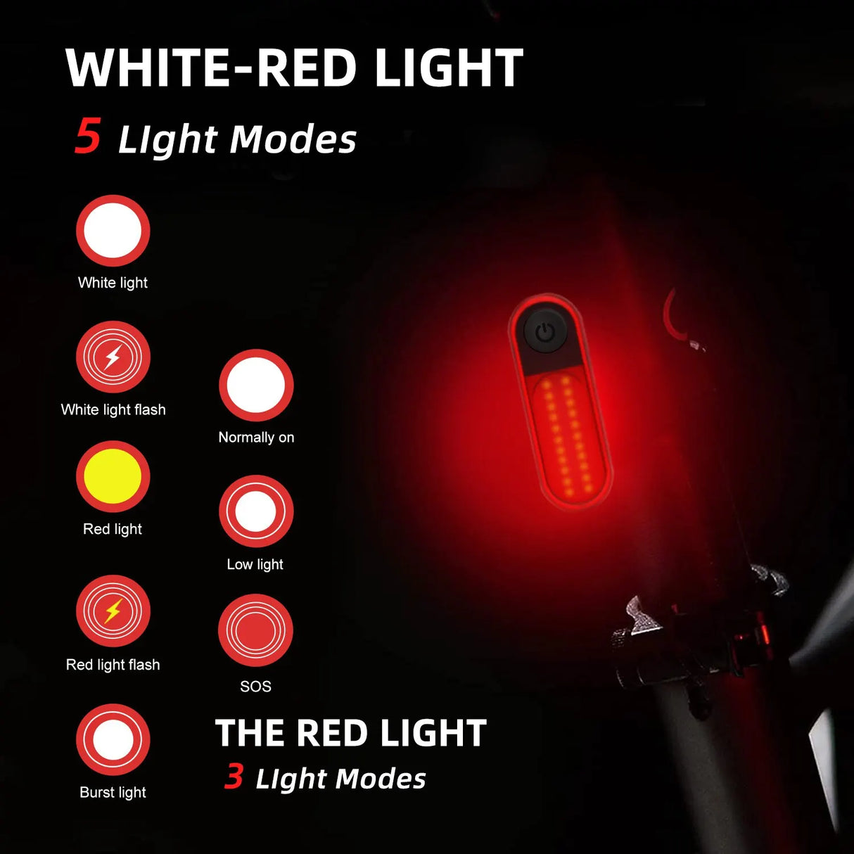 5 Modes Light Bicycle Rear Light Waterproof Bike