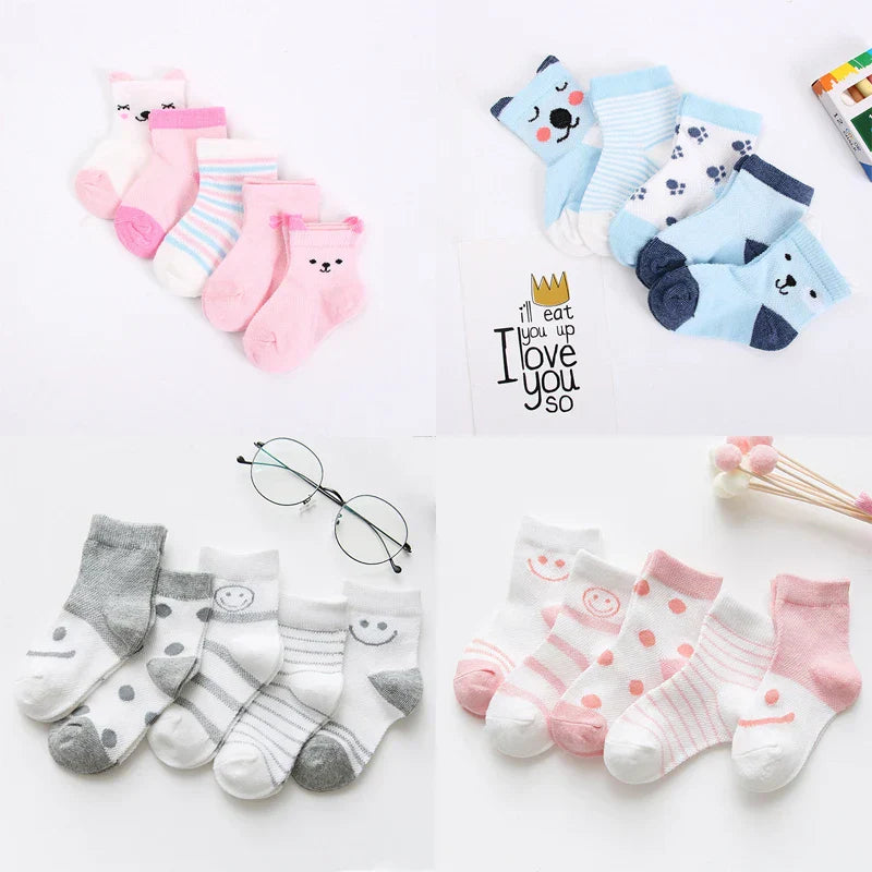 5 Pairs/Lot Baby Socks For Newborns Infant Cute