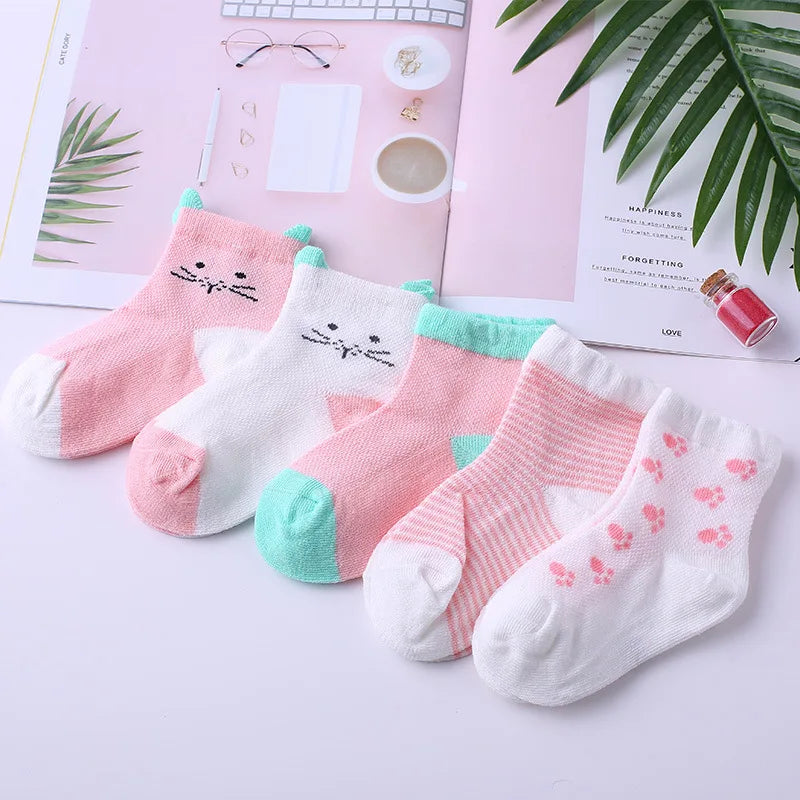 5 Pairs/Lot Baby Socks For Newborns Infant Cute