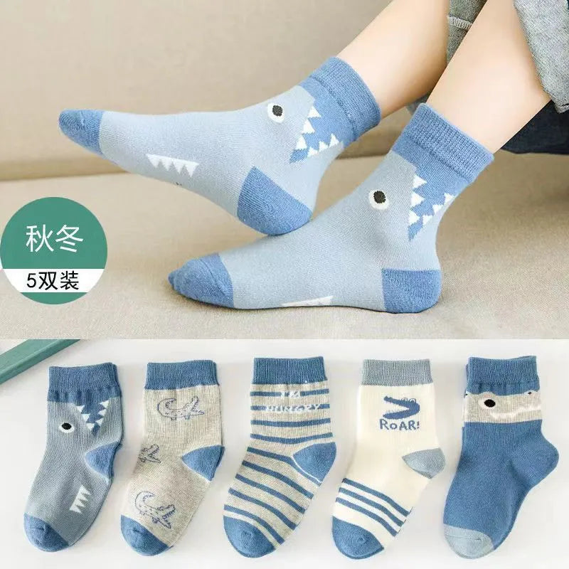 5 Pairs/lot 2022 Kids Boys Autumn Girl Socks