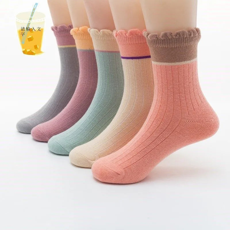 5 Pairs/lot 2022 Kids Boys Autumn Girl Socks