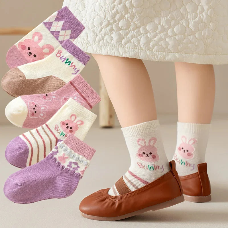 5 Pairs /lot Cute Baby Girls Socks Spring