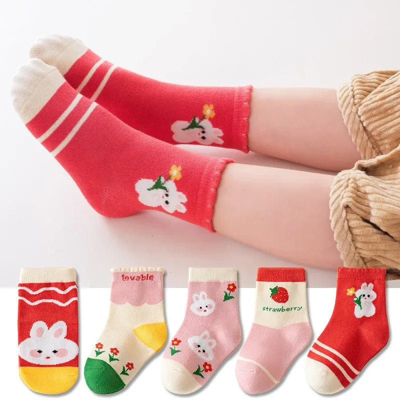 5 Pairs /lot Cute Baby Girls Socks Spring