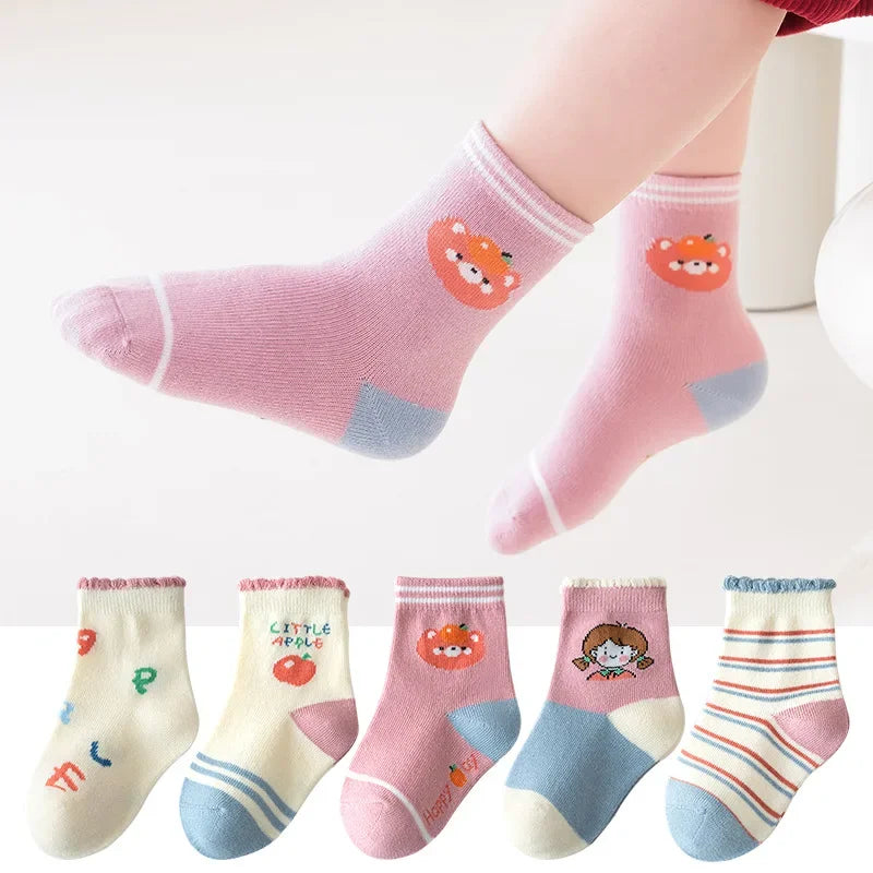 5 Pairs /lot Cute Baby Girls Socks Spring