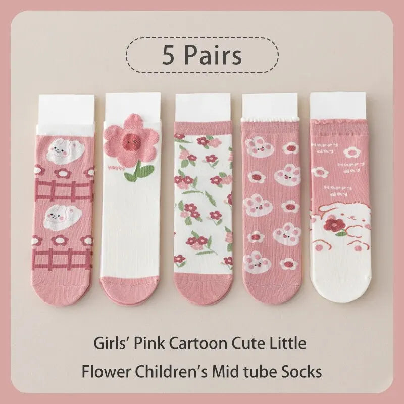 5 Pairs of Cute Cartoon Sweet and Fashionable