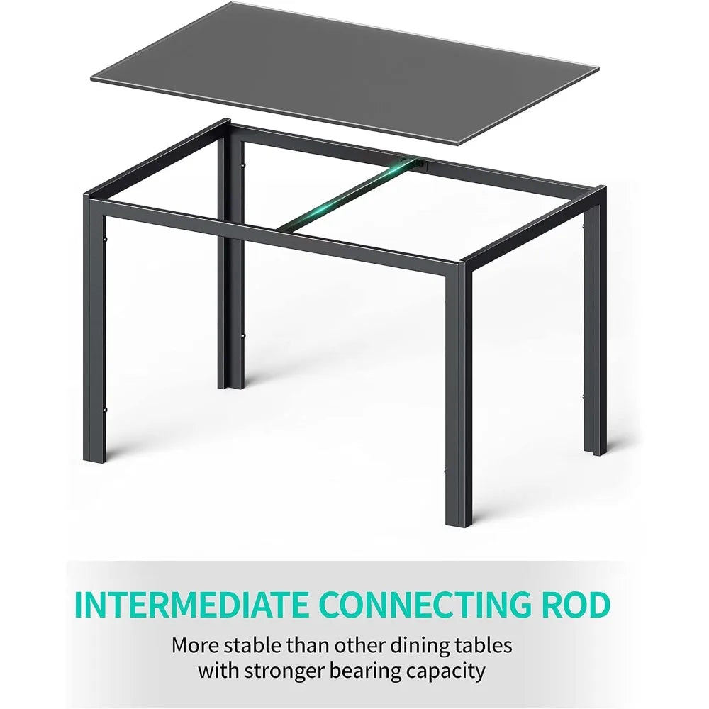 5 Piece Glass Dining Table Set, Kitchen and