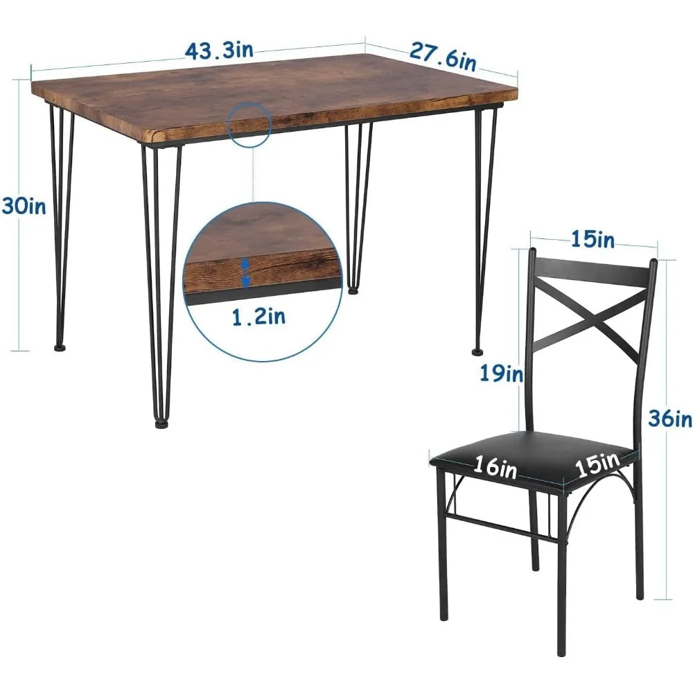 5-Piece Set for Home Kitchen Breakfast Nook, with